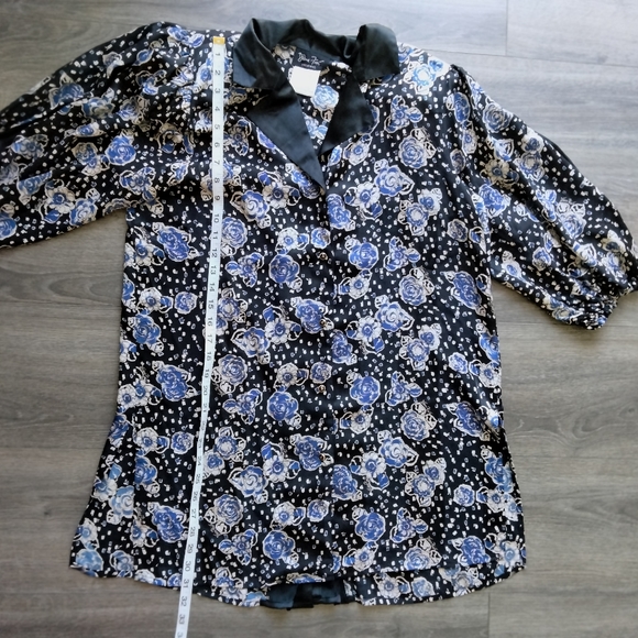 Vintage 80s Diane Freis Georgette Floral Polyester Button Down Tunic Size S/M - Picture 16 of 16